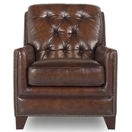 Traditional Leather Chair with Tufted Back & Nailhead Trimming