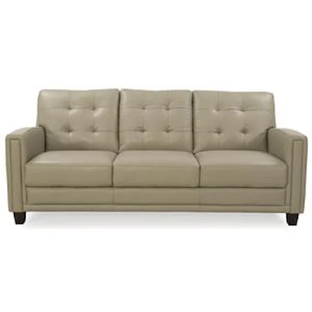 Leather Sofa with Tufted Back