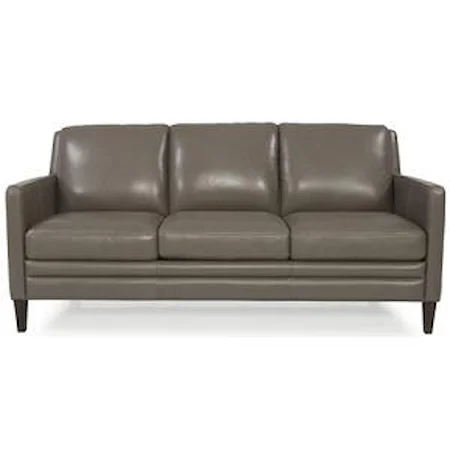 Contemporary Stationary Sofa with Thin Exposed Wooden Legs and Track Arms