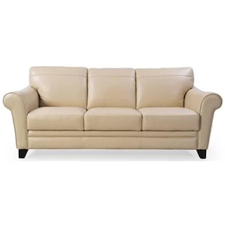Leather Sofa with Rolled Arms