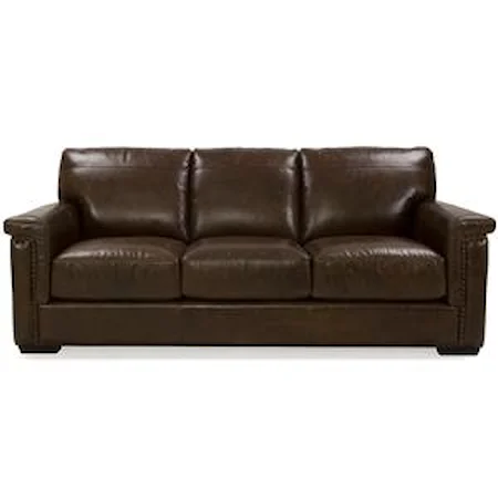 Stationary Sofa with Key Arms and Nailhead Accent