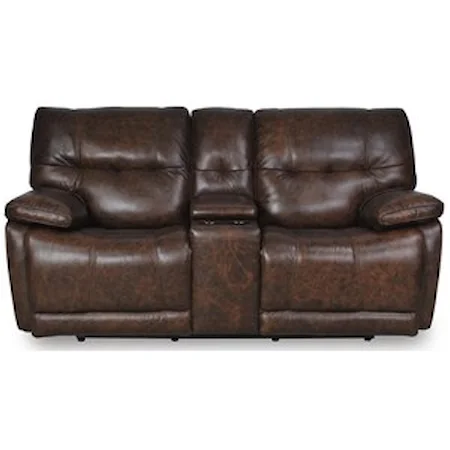 Casual Electric Motion Console Loveseat with Pillow Arms