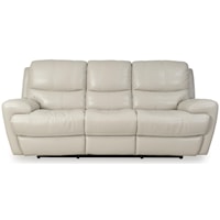 Contemporary Electric Motion Leather Reclining Sofa with Wide Rolled Arms