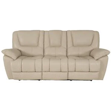 Casual Leather Reclining Sofa with Pillow Arms and Lumbar Support
