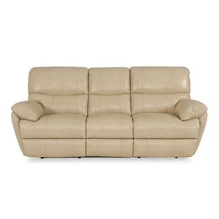 Casual Leather Reclining Sofa with Pillow Arms