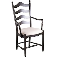 Ladderback Arm Chair with Upholstered Seat
