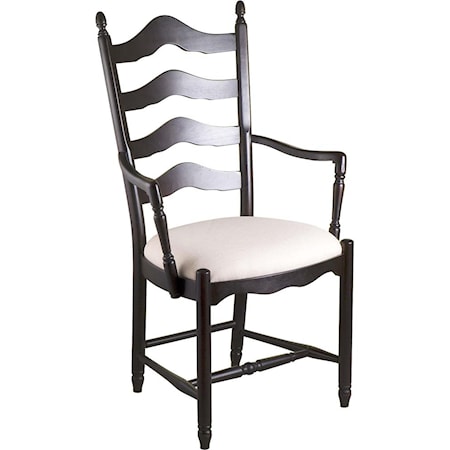 Ladderback Arm Chair with Upholstered Seat