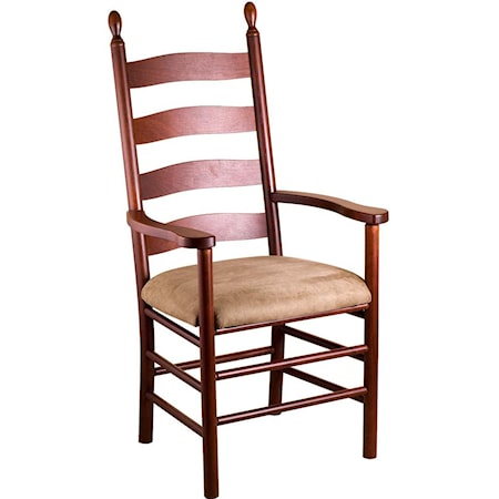 Slat Back Arm Chair With Upholstered Seat