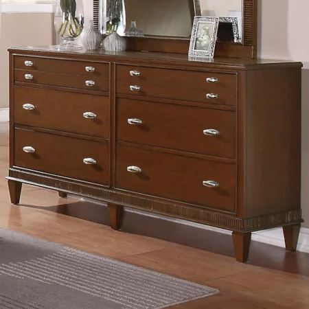 Dresser with 6 Drawers and Tapered Feet
