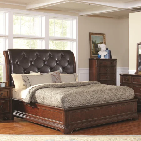 Upholstered California King Bed with Button Tufting