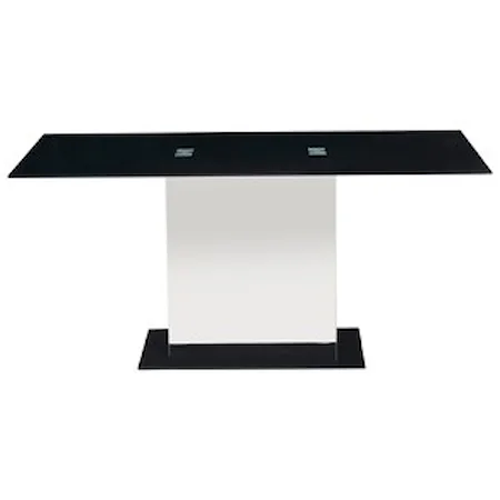 Contemporary Dining Table with Black Glass Top