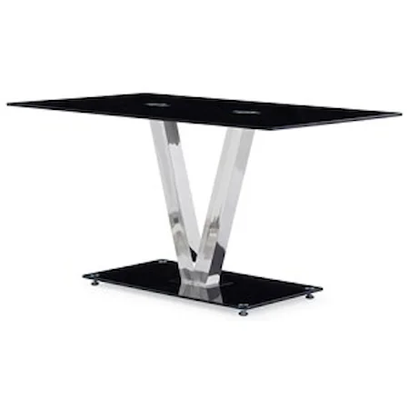Glossy Dining Table with V-Shape Base