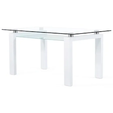 Frosted Glass Dining Table with Floating Glass Top
