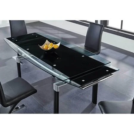 Contemporary Extendable Dining Table with Glass Top