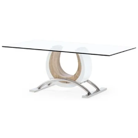 Horseshoe Style Base Cocktail Table with Glass Top