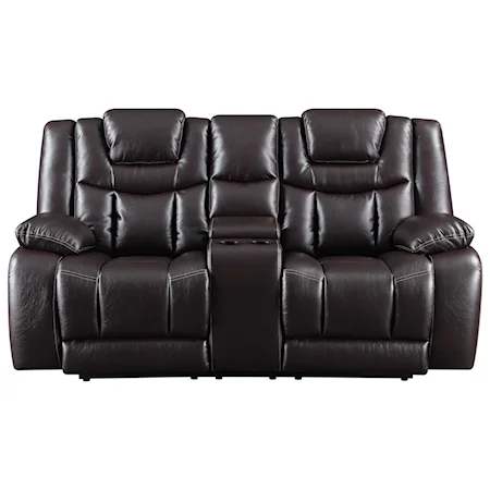 Casual Power Reclining Console Loveseat with Power Tilt Headrests and USB Charging Ports