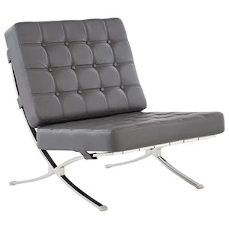Contemporary Tufted Chair With Chrome Frame