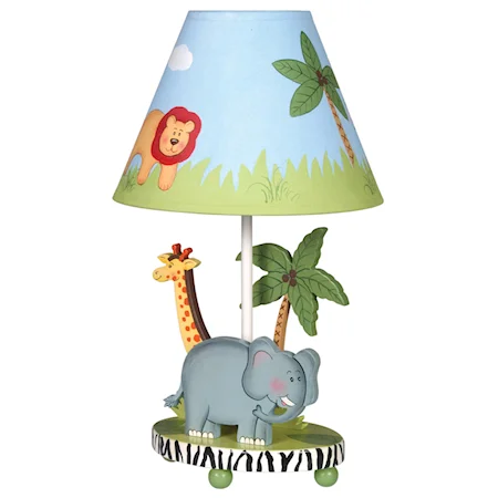 Hand-Painted Table Lamp with Safari Animals