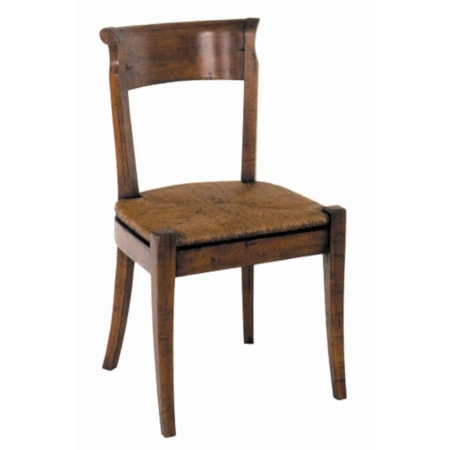 Country English Side Chair with Rush Seat