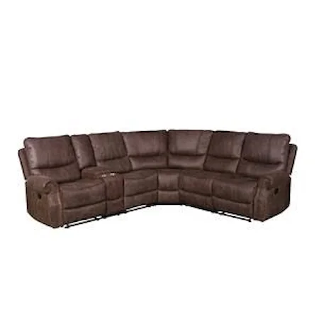 3 Piece Reclining Living Room Sectional with Glider Recliner Set