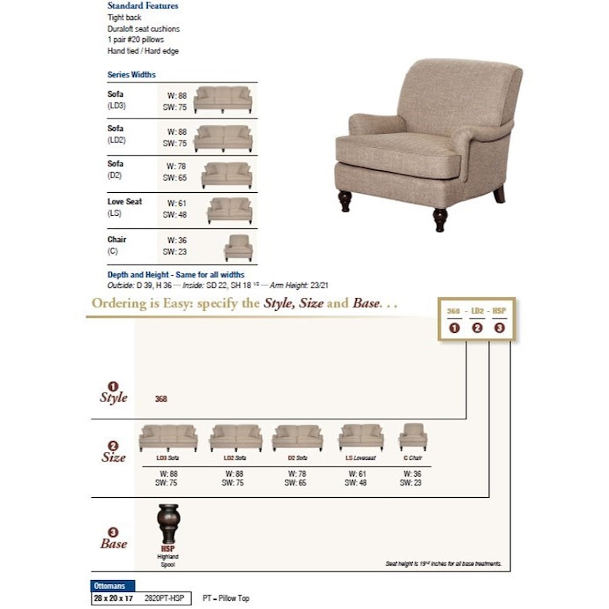 Hallagan Furniture Crawford Customizable Traditional Sofa