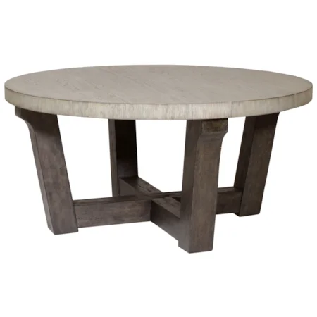 Contemporary Round Cocktail Table with Two-Tone Finish