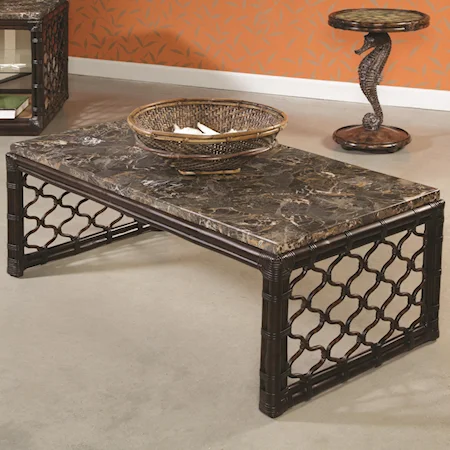 Rectangular Cocktail Table with Stone Top