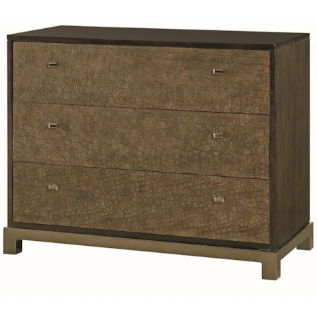 3 Drawer Chest with Faux Crocodile Skin Drawer Fronts