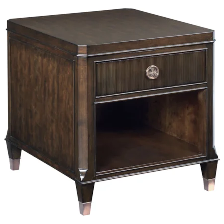 Transitional Drawer End Table with Open Storage Area