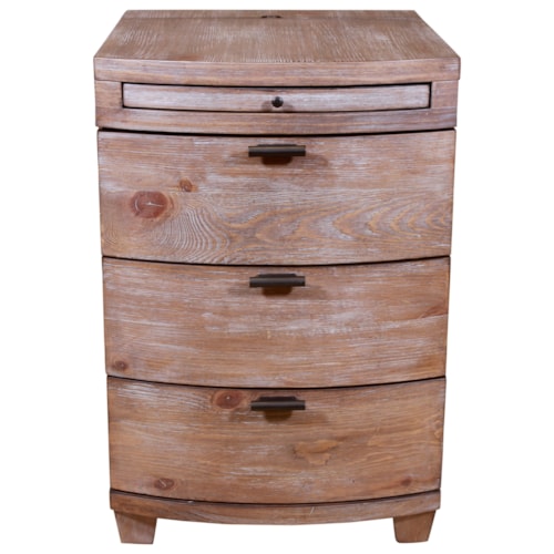 Rustic Driftwood Bowfront Chairside Table with USB Power Bar