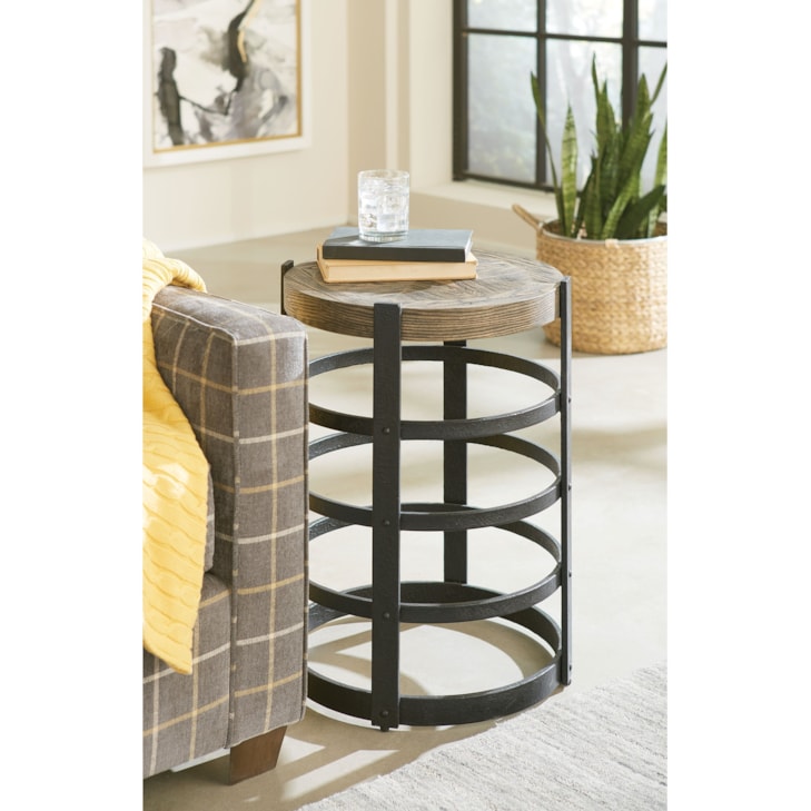Hammary Hidden Treasures Barrel Strap End Table