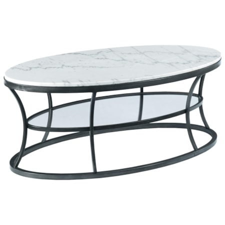 Oval Cocktail Table with Marble Top