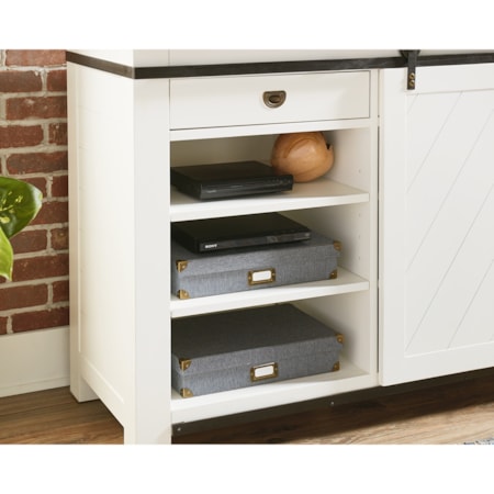 Shiplap Sliding Door Media Console