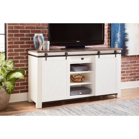 Shiplap Sliding Door Media Console