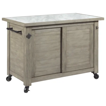 Shiplap Kitchen Island with Marble Top