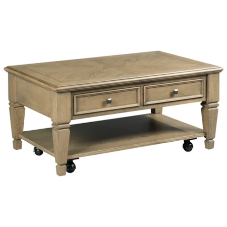 Transitional Small Rectangular Cocktail Table with Removable Casters