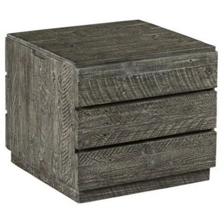 Rustic Storage Cube End Table with Removable Casters
