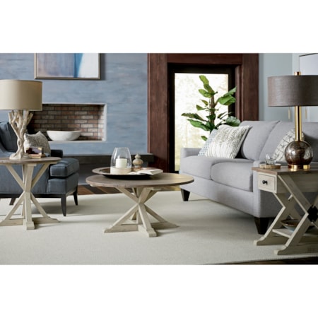 Trestle Round Cocktail Table
