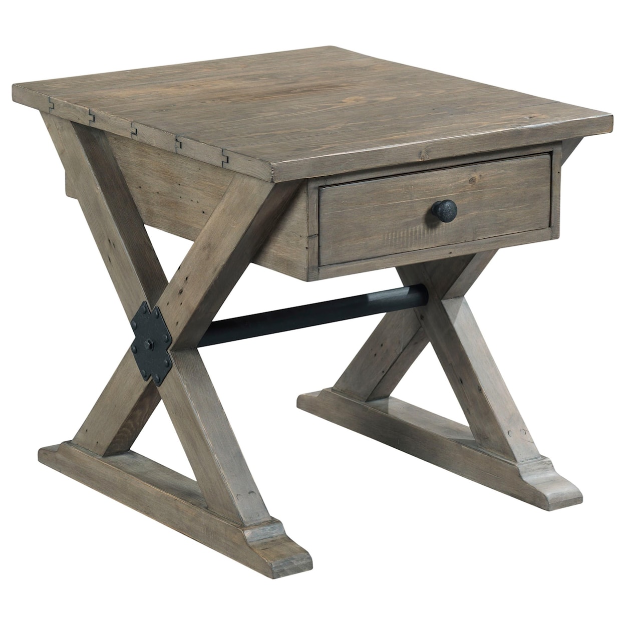 Hammary Reclamation Place Trestle Drawer End Table