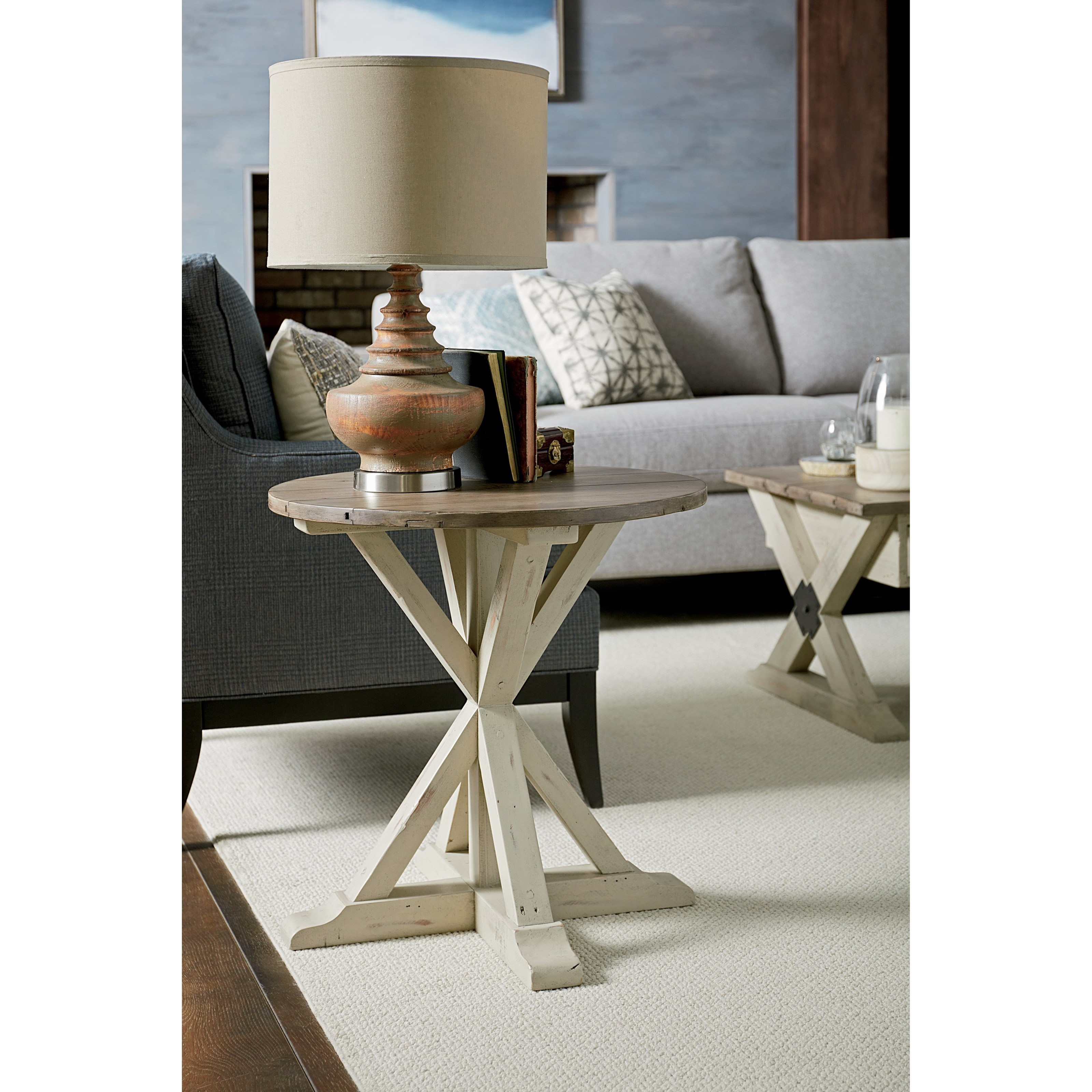 Trestle Round End Table