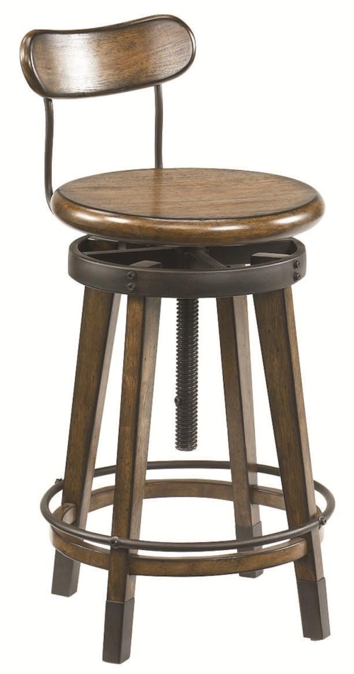 Urban Weathered Oak Swivel Adjustable Stool