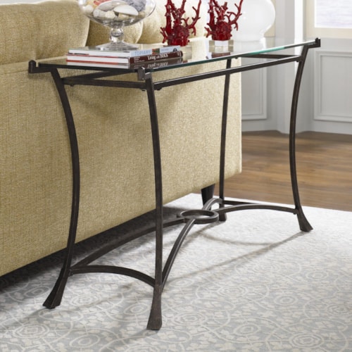 Contemporary Metal Sofa Table with Glass Top