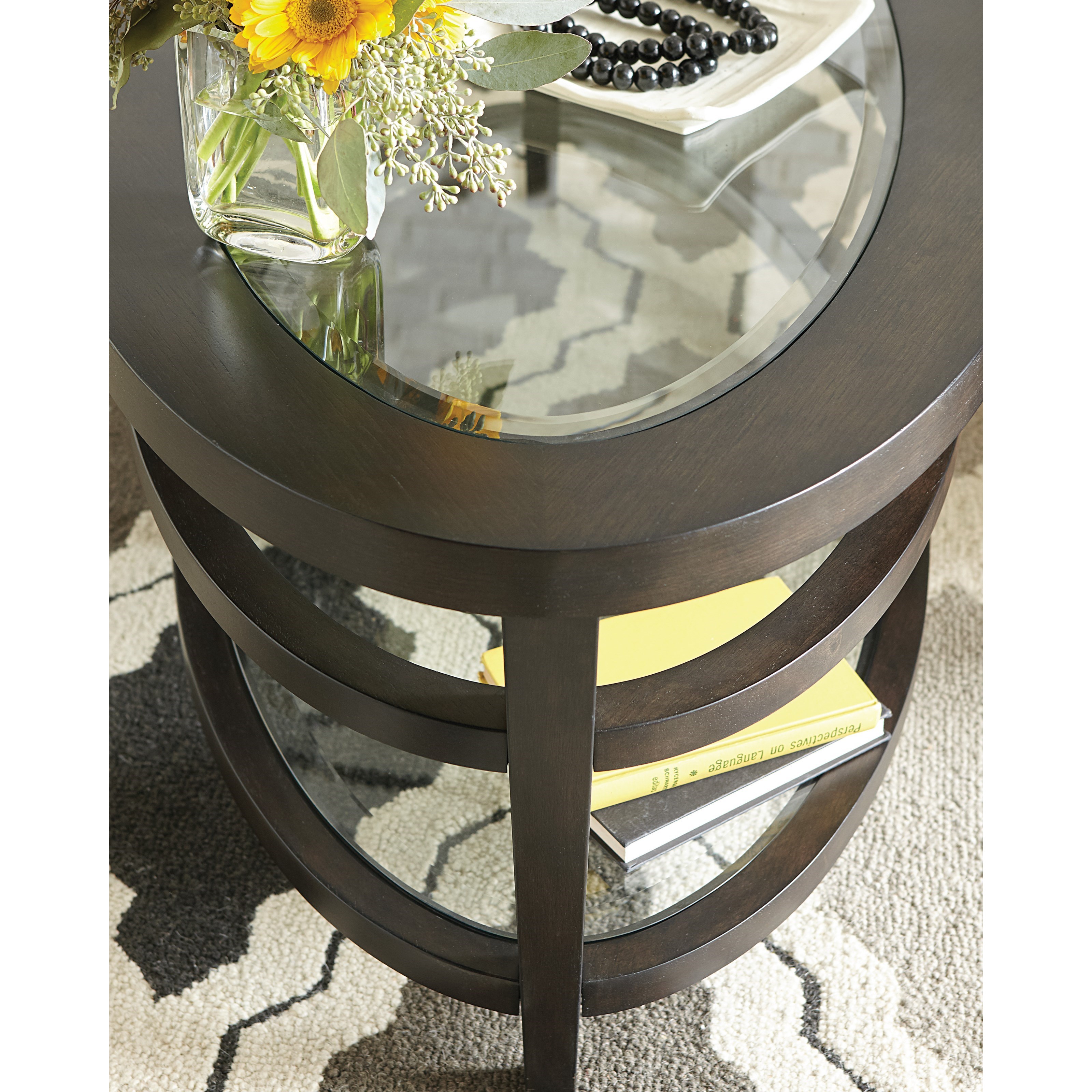 Hammary Urbana 880918 Transitional Oval End Table with Glass Top