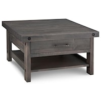 Square Coffee Table with 1 Drawer and Shelf