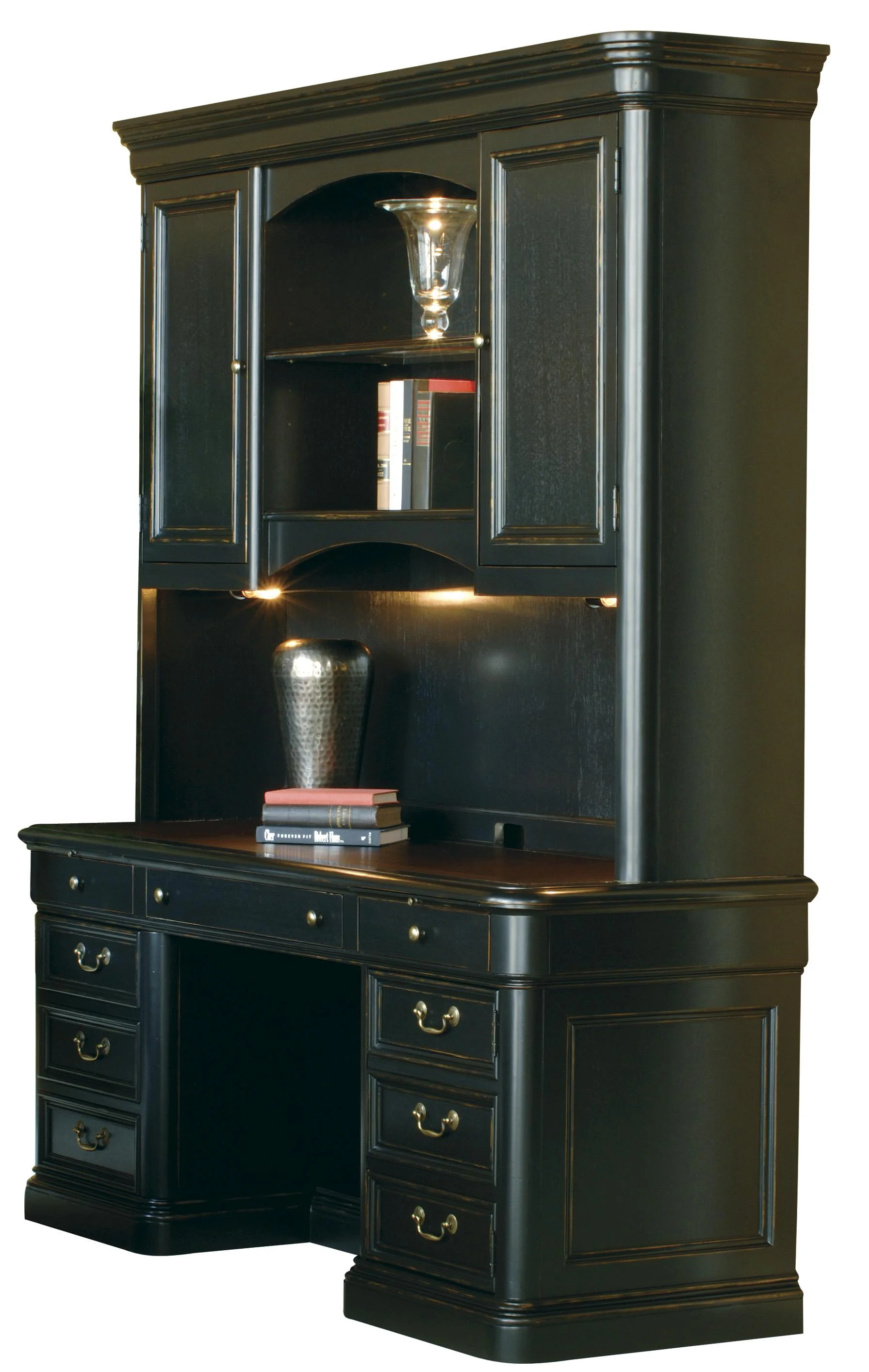 Hekman 79100 79141+42 Executive Credenza with Hutch Swann's