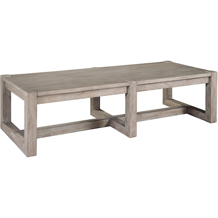 Rectangular Wood Top Coffee Table with Beam Construction Details