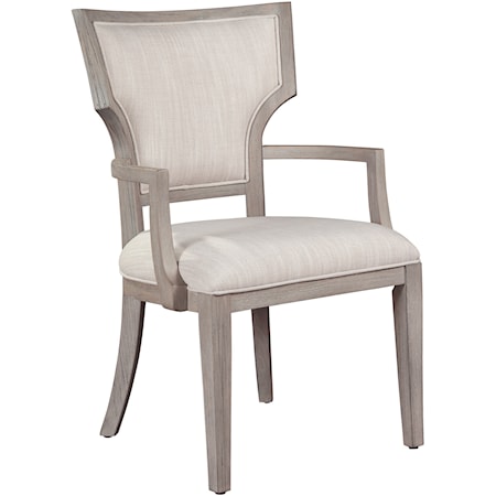 Upholstered Fan Back Dining Arm Chair