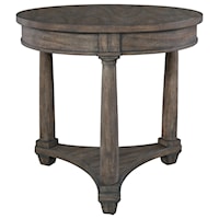Round Lamp Table with Triangular Base