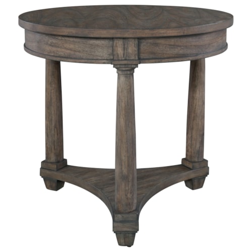 Round Lamp Table with Triangular Base