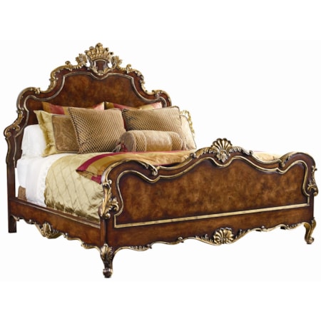 Queen Headboard & Footboard Bed with Ornamentation